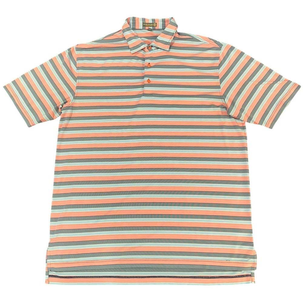 Peter Millar Summer Comfort Mens XL Polo Shirt Pink Blue Striped‎ Golf Flaws